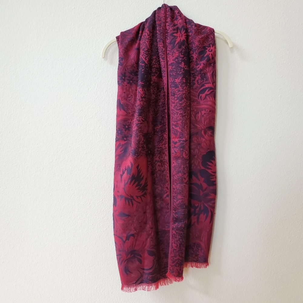 Fuchsia Pink and Purple Floral Weave Scarf